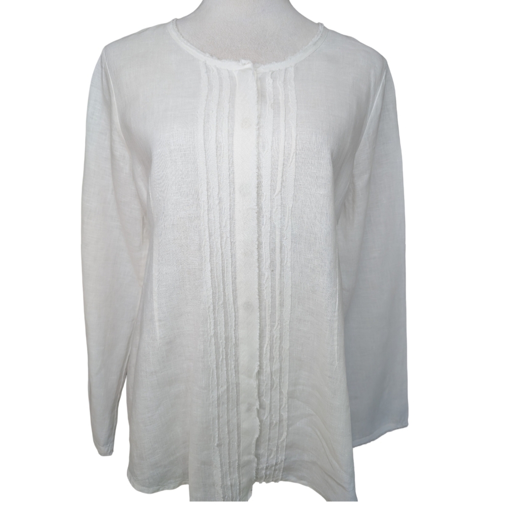 Eileen Fisher Irish Linen Button Front Tunic Small